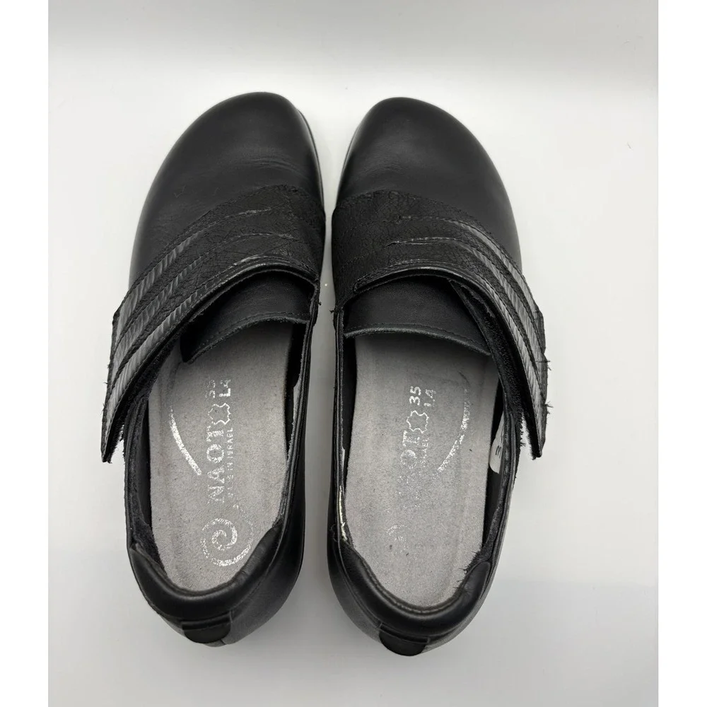 Naot Kirei Black Leather Mary Jane Comfort Shoe Women EU 35 Hook Loop Orthopedic